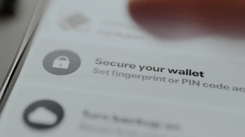 Secure your wallet, security prompt asking to set up a fingerprint or PIN code Stock Footage 329774408
