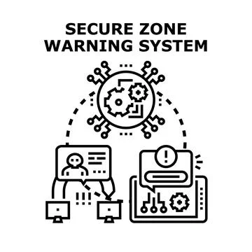 Secure zone warning system protecting digital data Stock Illustration