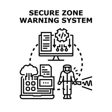 Secure zone warning system protecting sensitive data Stock Illustration
