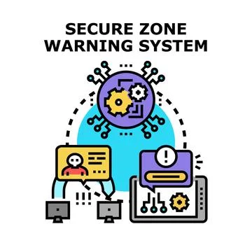Secure zone warning system protecting digital data Stock Illustration