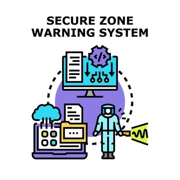 Secure zone warning system protecting sensitive data Stockillustratie