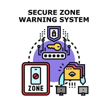 Secure zone warning system protecting digital data access Stockillustratie