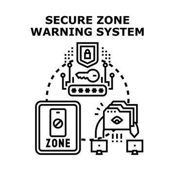 Secure zone warning system protecting digital data access Stock Illustration