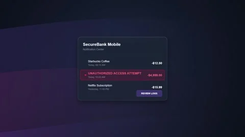 SecureBank Mobile Login Screen with Error Message on Dark Background Stock Footage 348412216