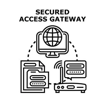 Secured access gateway concept for online network security Stock Illustration