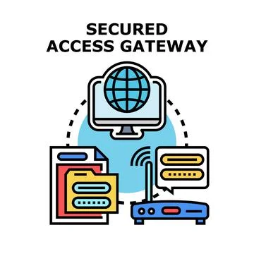 Secured access gateway concept for online network security イラスト素材