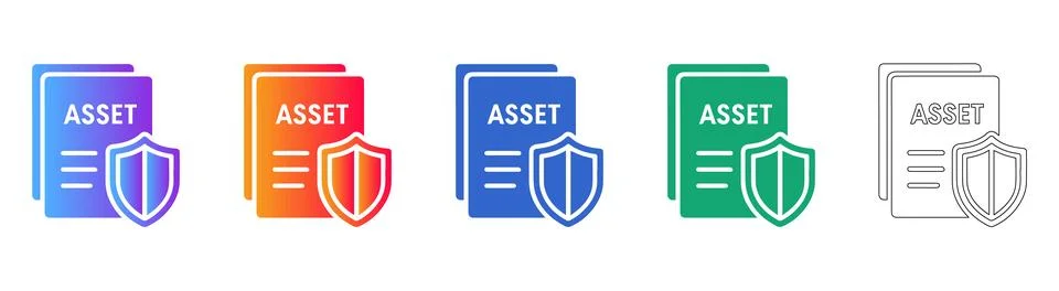 Secured Asset Document Icon Set Stock Illustration