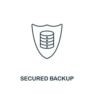 Secured Backup outline icon. Thin line style from big data icons collection Stock Illustration
