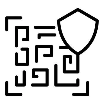 Secured barcode icon, outline style Stock Illustration