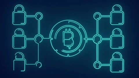 Secured bitcoin blockchain encrypted transactions animation Stock Footage 241835886