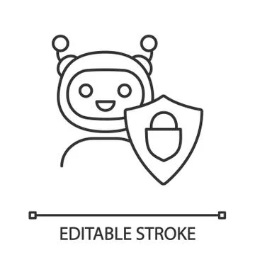 Secured chatbot linear icon イラスト素材