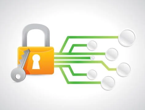 Secured circuit network concept illustration Stock Illustration