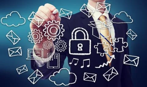 Secured cloud computing concept Stock Photos