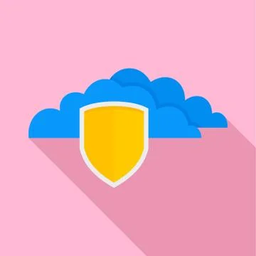 Secured cloud data icon, flat style Stock Illustration