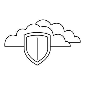 Secured cloud data icon, outline style Stock Illustration