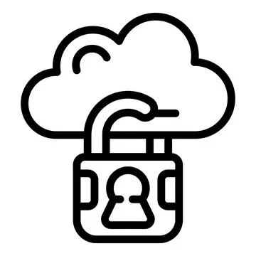 Secured cloud data icon outline vector. Cyber crime 스톡 일러스트