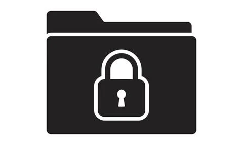 A secured computer document folder featuring a padlock for safety. Stock-Illustration