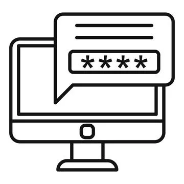 Secured computer password icon, outline style Stock-Illustration