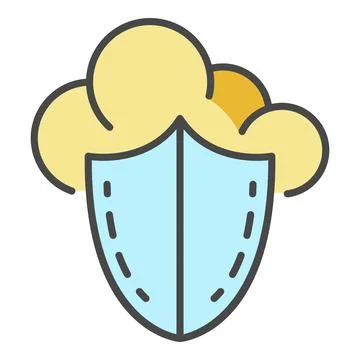 Secured data cloud icon color outline vector Illustrazione stock