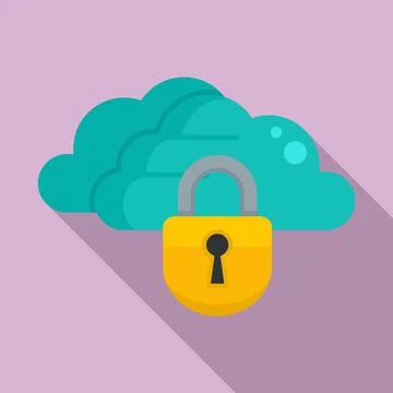 Secured data cloud icon, flat style Illustrazione stock