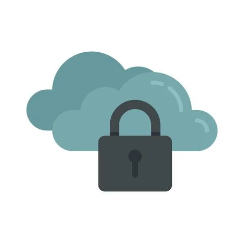 Secured data cloud icon flat isolated vector Stock Illustration