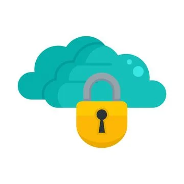 Secured data cloud icon flat isolated Stock Illustration