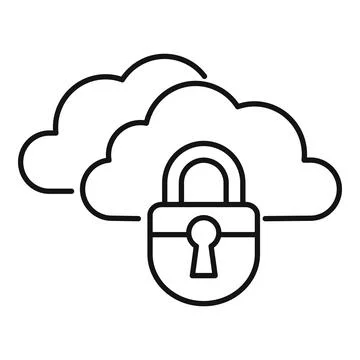 Secured data cloud icon, outline style Stock Illustration