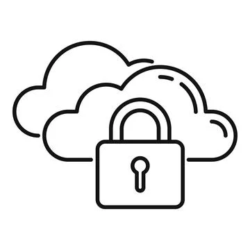 Secured data cloud icon, outline style Stock Illustration
