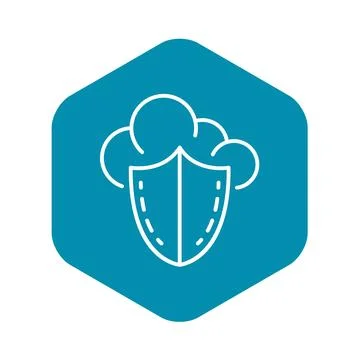 Secured data cloud icon, outline style Stock Illustration