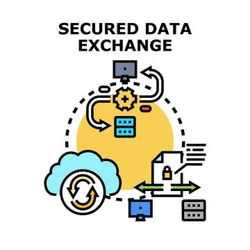 Secured data exchange concept for digital security Illustrazione stock