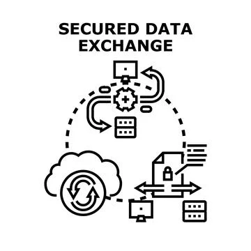 Secured data exchange concept for digital security Stock Illustration