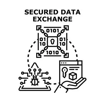 Secured data exchange for digital information protection 스톡 일러스트