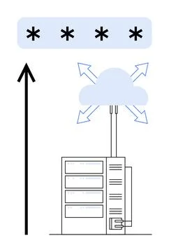 Secured Data Transfer with Cloud Integration and Password Protection Illustrazione stock