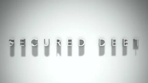 Secured debt 3D title animation white text on a white background Stock Footage 299702541