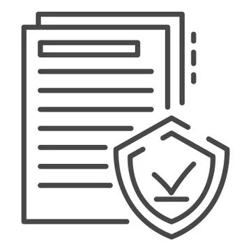 Secured doc paper icon, outline style Stock Illustration