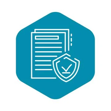 Secured doc paper icon, outline style Stock Illustration