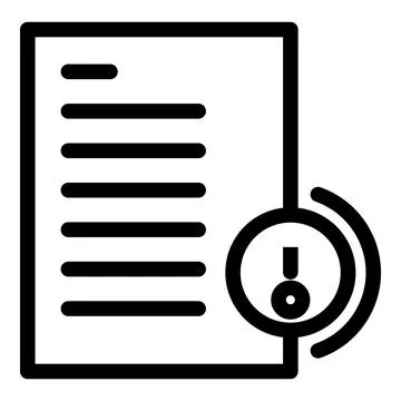 Secured document icon, outline style Illustrazione stock