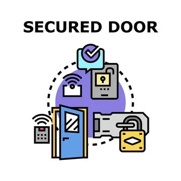Secured door concept vector illustration for protection Stock Illustration