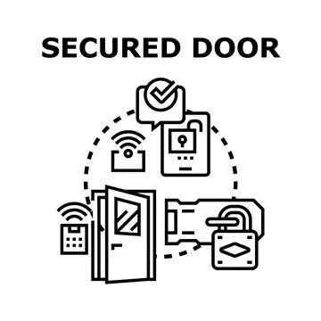 Secured door concept vector illustration for protection Stock Illustration