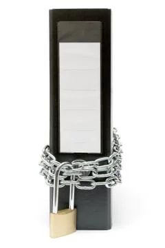 Secured File Folder Isolated on a White Background Foto stock