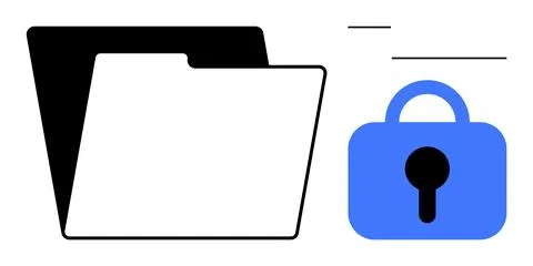 Secured Folder with Lock Symbol in Flat Design Illustrating Data Security Stock Illustration