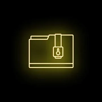 Secured folder neon icon representing data protection 库存插图