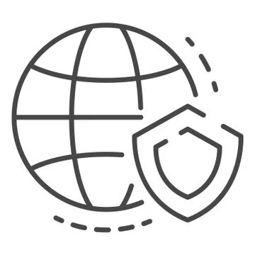 Secured global data icon, outline style Stock-Illustration
