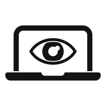 Secured guard eye laptop icon simple vector. Stop theft Stock Illustration