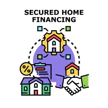Secured home financing concept with handshake and property deals Illustrazione stock