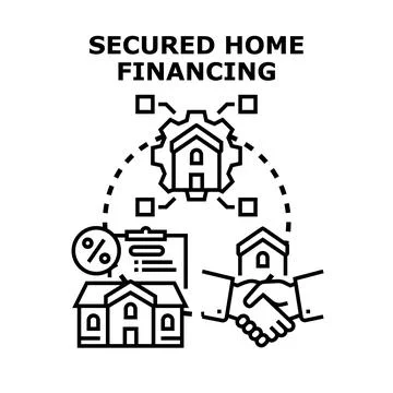 Secured home financing concept with handshake and property deals Illustrazione stock