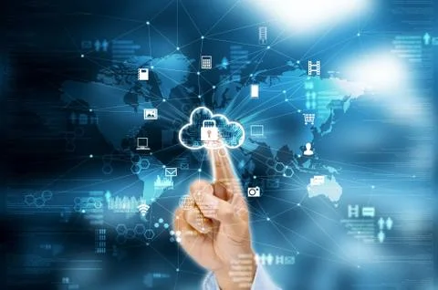 Secured Internet cloud server concept Stock Photos