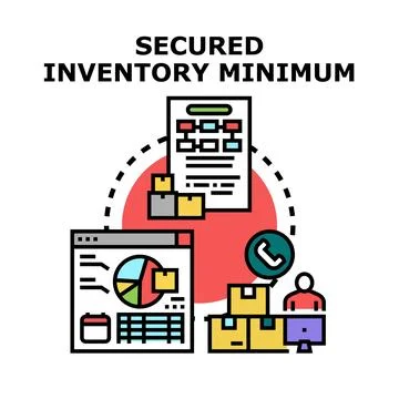 Secured inventory minimum concept managing goods supply イラスト素材