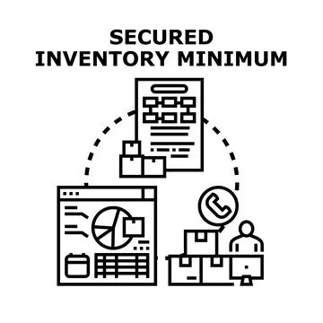 Secured inventory minimum concept managing goods supply Illustrazione stock