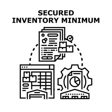 Secured inventory minimum management system concept Illustrazione stock